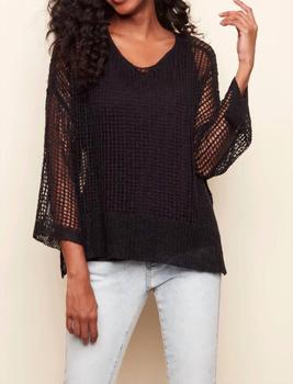 推荐Crochet Sweater With Cami in Black商品
