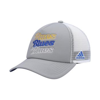 Adidas | Women's Gray, White St. Louis Blues Foam Trucker Snapback Hat商品图片,