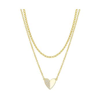 Unwritten | Gold Flash Plated Crystal Heart Layered Pendant Necklace商品图片,5折×额外8折, 独家减免邮费, 额外八折