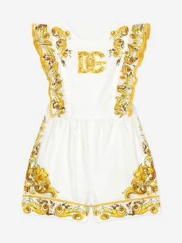 Dolce & Gabbana | Dolce & Gabbana Baby Girls Maiolica Romper in Yellow,商家Childsplay Clothing,价格¥2896