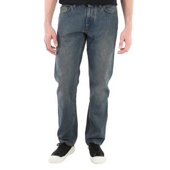 推荐Men's Indigo Straight Fit Washed Denim Jeans商品