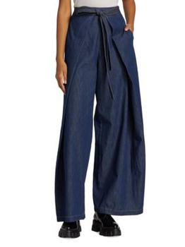 商品ROSETTA GETTY | Apron Denim Wide-Leg Wrap Pants,商家Saks OFF 5TH,价格¥2900图片
