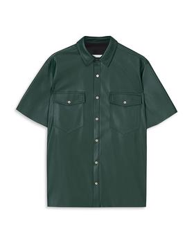 Nanushka | Adam Faux Leather Regular Fit Button Down Shirt商品图片,独家减免邮费