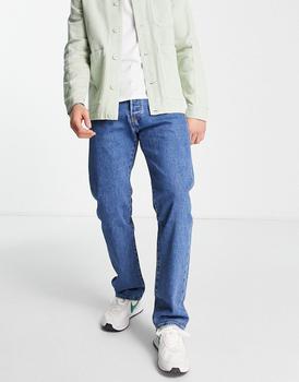 推荐Levi's 501 93' straight jeans in mid blue wash商品