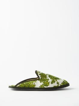 推荐X Emilia Wickstead Foliage cotton slippers商品