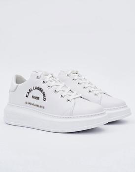 推荐Karl Lagerfeld Kapri Maison platform trainers with silver trim in white leather商品