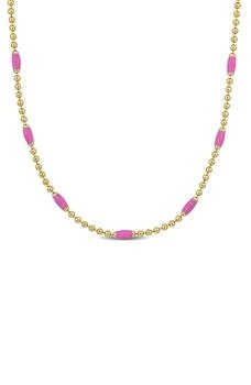 DELMAR | 18K Gold Plated Sterling Silver Pink Enamel Station Ball Chain Necklace,商家Nordstrom Rack,价格¥482