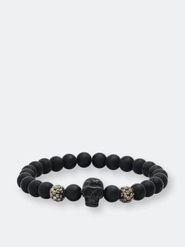 商品Steeltime | Black Ion Skull Bracelet with Lava Beads & Grey Simulated Crystals,商家Verishop,价格¥218图片