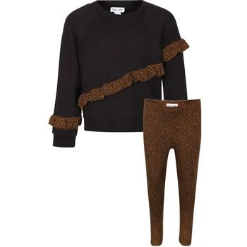 推荐Cinnamon leopard ruffle sweatshirt joggers black and brown商品