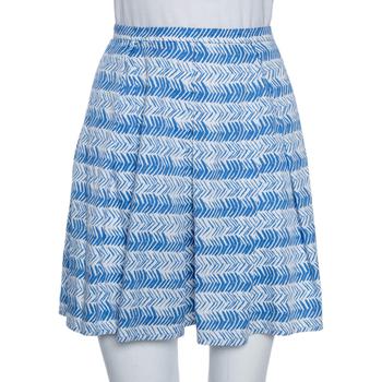 [二手商品] Weekend Max Mara | Weekend Max Mara White/Blue Printed Cotton Pleated Mini Skirt XS商品图片,5.1折
