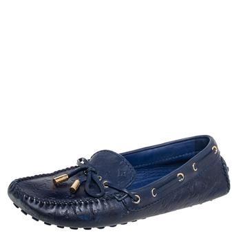 lv鞋, [二手商品] Louis Vuitton | Louis Vuitton Navy Blue Monogram Empreinte Leather Gloria Loafers Size 36.5商品图片 9折, 满1件减$100, 满减