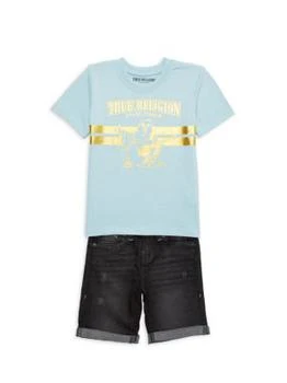 True Religion | Little Boy's 2-Piece Logo Tee & Denim Shorts Set 2.8折