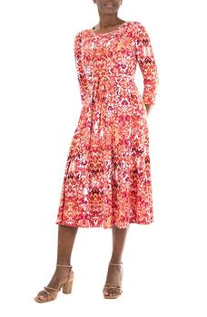 Nina Leonard | Scoop Neck Jersey Midi Dress商品图片,4.6折