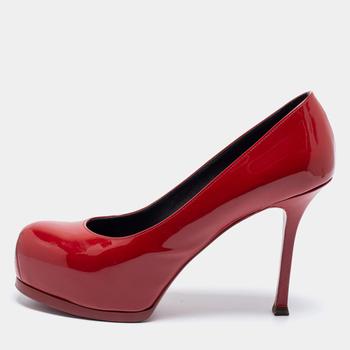 ysl高跟鞋价格, [二手商品] Yves Saint Laurent | Saint Laurent Red Patent Leather Tribtoo Platform Pumps Size 37.5商品图片 满1件减$100, 满减