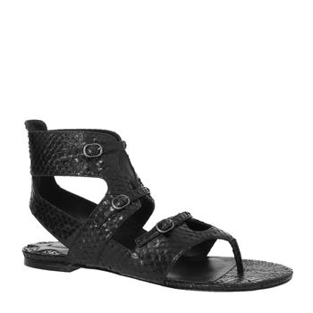 商品Leon Max | Max Studio Villa Women's Croc-Embossed Leather Flat Gladiator Sandal,商家BHFO,价格¥160图片
