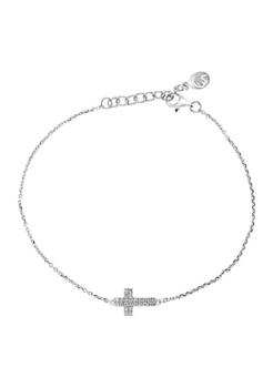 Effy | 1/10 ct. t.w. Diamond Cross Bracelet in Sterling Silver商品图片,3折