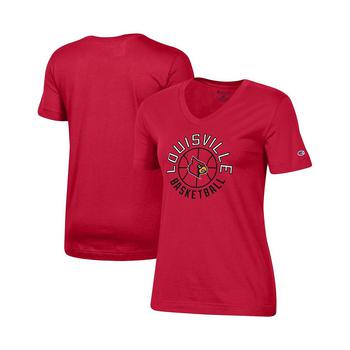 CHAMPION | Women's Red Louisville Cardinals Basketball V-Neck T-shirt商品图片,7.9折