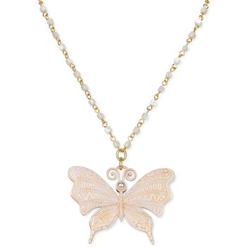 商品Patricia Nash | Gold-Tone Imitation Pearl Butterfly Beaded Pendant Necklace, 18" + 3" extender,商家Macy's,价格¥494图片