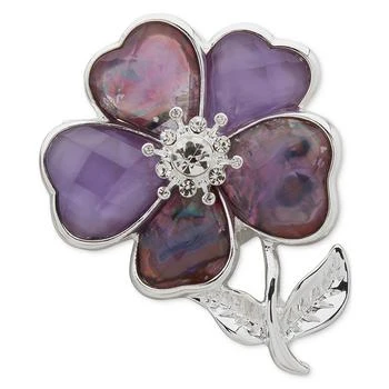 Anne Klein | Silver-Tone Crystal & Stone Flower Pin,商家Macy's,价格¥209