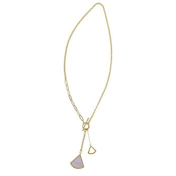 商品Adornia Mixed Chain Toggle Y- Ginko Leaf Drop Necklace gold图片