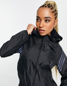 adidas贝壳头, Adidas | adidas Running Run Icons full zip shell jacket in black商品图片 