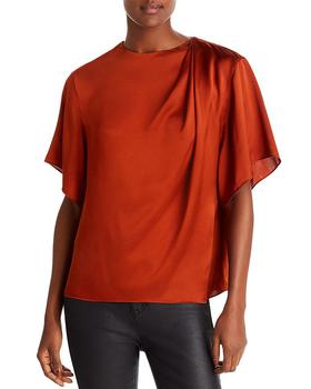 vince真丝, Vince | Draped Silk Flutter Sleeve Top商品图片 