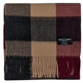商品Gretna Green 羊绒围巾 - 红宝石炭黑格子图片