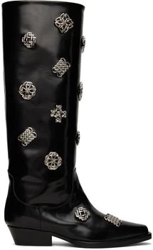 推荐SSENSE Exclusive Black Embellished Boots商品
