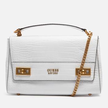 GUESS | Guess Women's Katey Croc Flap Shoulder Bag - White商品图片,额外6折, 额外六折