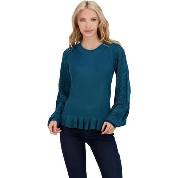 推荐Jessica Simpson Gemma Women's Pointelle Knit Ruffled Pullover Sweater商品