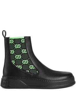 Gucci | GUCCI - Gg Motif Leather Ankle Boots商品图片,