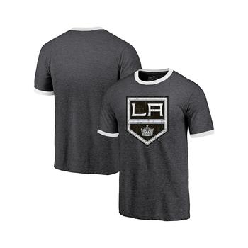 Majestic, Majestic | Men's Threads Heathered Black Los Angeles Kings Ringer Contrast Tri-Blend T-shirt商品图片 7.4折