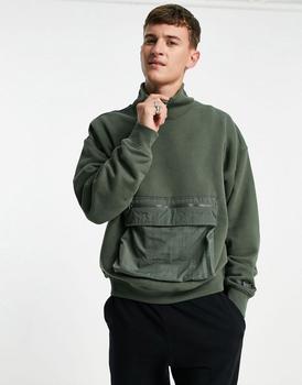 李维斯卫衣, Levi's | Levi's cargo utility pocket high neck sweatshirt in green商品图片 7.4折
