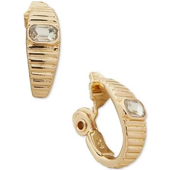 Anne Klein | Gold-Tone Emerald-Cut Crystal Clip-On Hoop Earrings,商家Macy's,价格¥194