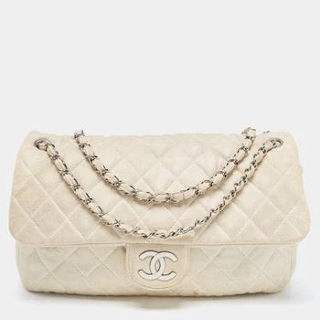 推荐Chanel White/Gold Quilted Jersey CC Flap Bag商品