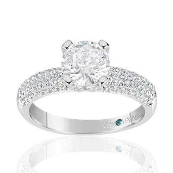 Suzy Levian | Suzy Levian Bridal Pave Cubic Zirconia Sterling Silver Engagement Ring,商家Premium Outlets,价格¥604