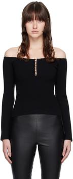 Helmut Lang | Black Off-The-Shoulder Long-Sleeve T-Shirt商品图片,6.1折