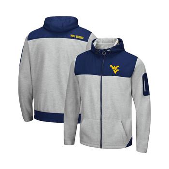 Colosseum | Men's Heathered Gray, Navy West Virginia Mountaineers Schwartz Full-Zip Hoodie商品图片,
