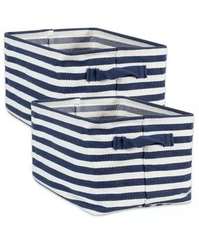 Design Imports | Polyethylene Coated Herringbone Woven Cotton Laundry Bin Stripe French Rectangle Small Set of 2,商家Macy's,价格¥228