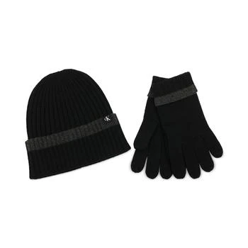 Calvin Klein | Men's Tipped Cuffed Beanie & Gloves Set 5.8折, 独家减免邮费