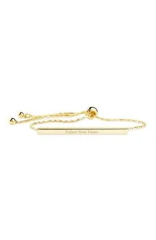 Sterling Forever | 14K Gold Plated Inspirational Bar Slider Bracelet - Follow Your Heart,商家Nordstrom Rack,价格¥127