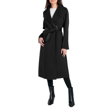 商品Women's Faux-Leather-Trim Belted Wrap Coat图片