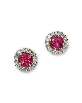 Moon & Meadow | 14K Yellow Gold Pink Topaz & Diamond Stud Earrings,商家Bloomingdale's,价格¥2524