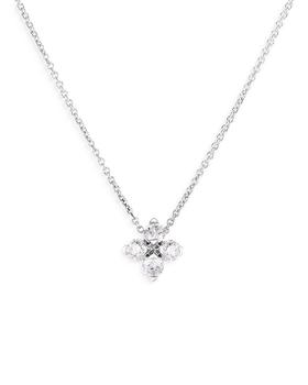 商品18K White Gold Love in Verona Diamond Flower Pendant Necklace, 16-18"图片