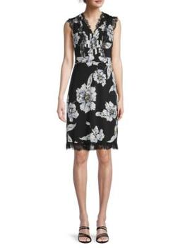 Karl Lagerfeld Paris | ​Floral-Print Pintuck Dress商品图片,4.3折, 满$150享7.5折, 满折