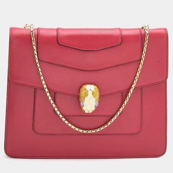 bvlgari包, [二手商品] BVLGARI | Bvlgari Pink Leather Medium Serpenti Forever Shoulder Bag商品图片 6折