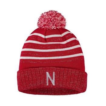 推荐Women's Scarlet Nebraska Huskers Shimmering Cuffed Knit Hat with Pom商品