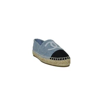 香奈儿鞋, Chanel | Chanel Fabric Grosgrain Espadrilles Blue Light Grey Black商品图片 