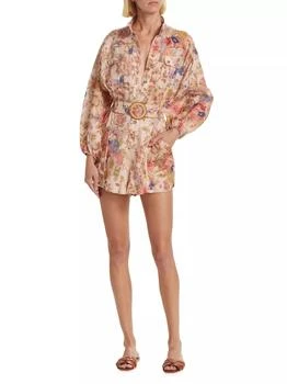 Zimmermann | August Floral Linen Playsuit In Cream Floral,商家Premium Outlets,价格¥2730