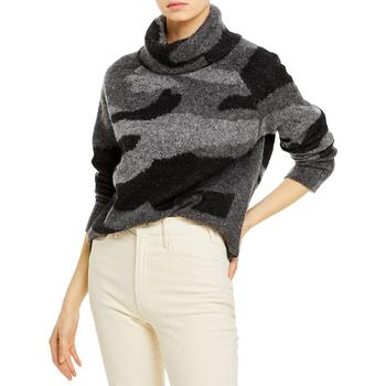 AQUA | Aqua Womens Camo Knit Turtleneck Sweater商品图片,2.6折, 独家减免邮费